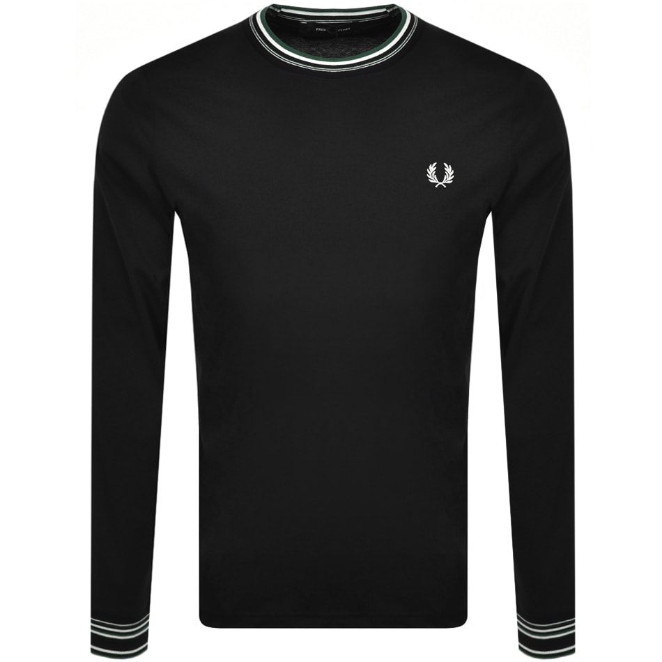 Alternative Image for ProductFred Perry Tipped Long Sleeve T Shirt Black1